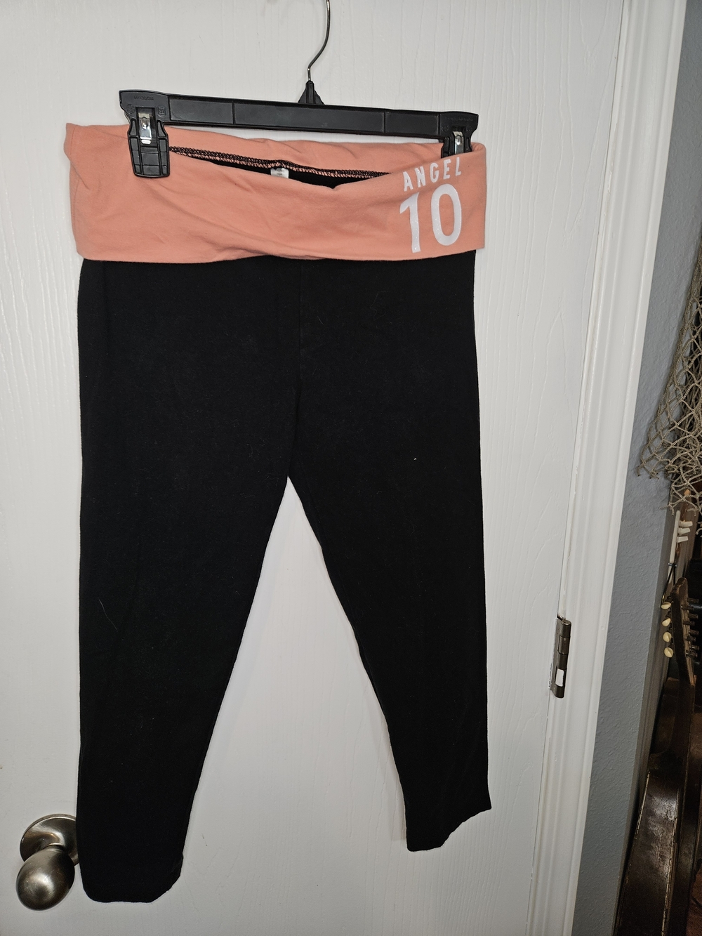 Victoria's Secret Black Capris with Pink Fold-Over Waistband - "Angel 10"